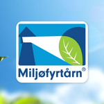 Logo Miljøfyrtårn med fyrtårn som lyser mot en grønt blad