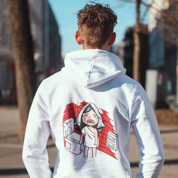 Lars Henriksen - Hvor er Marte - Hoodie - Hvit - Bak